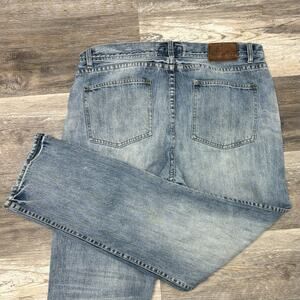 Carbon2Cobalt Faded Blue Mens‎ 35x31 Button Fly Straight Light Wash Denim Jeans